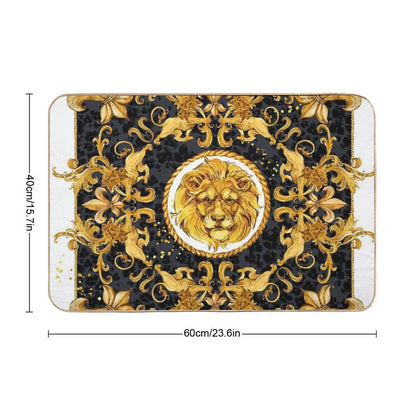 Golden Lion And Damask Ornament Bath Mat
