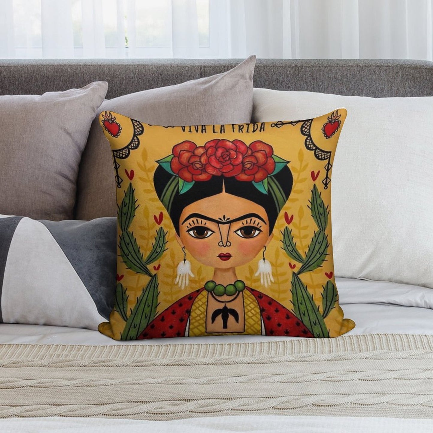 Frida Kahlo Illustration Soft Ultra-Soft Texture Throw Pillow