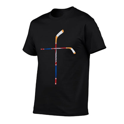 Christian Ice Hockey Sticks Cross Faith Sports T-Shirt