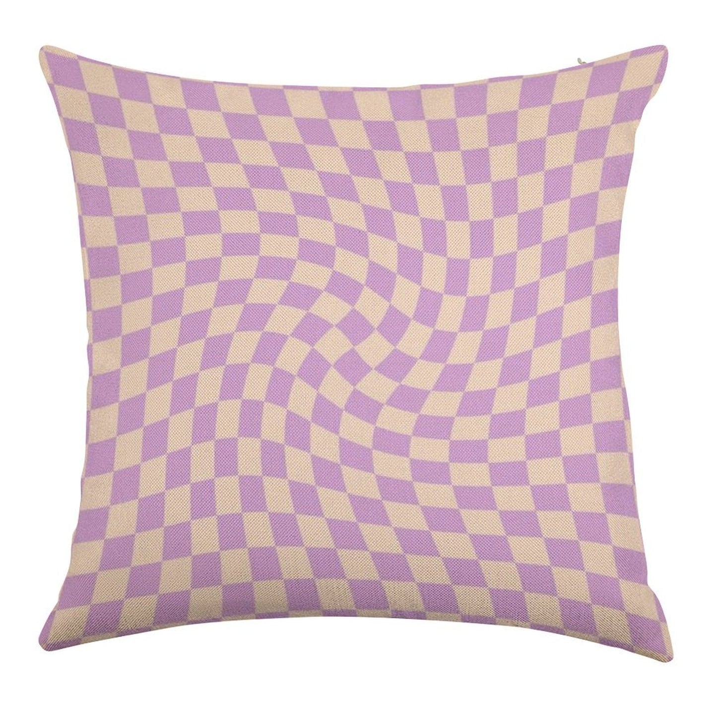 Check V - Lilac Twist Linen Throw Pillow Cover