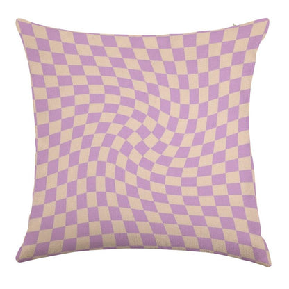 Check V - Lilac Twist Linen Throw Pillow Cover