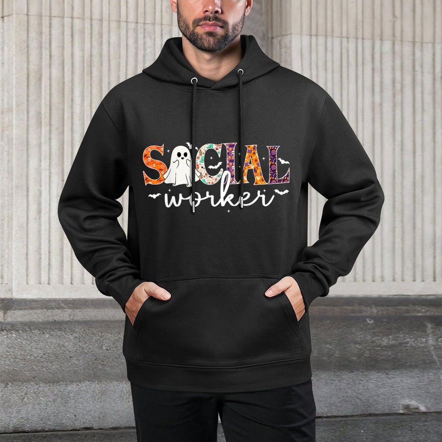 Social Worker Halloween Retro Ghost Halloween Social Worker Casual Wear Hoodie