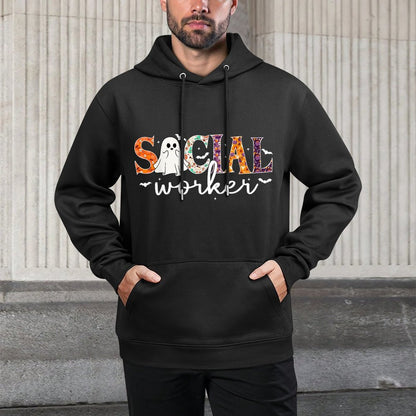 Social Worker Halloween Retro Ghost Halloween Social Worker Casual Wear Hoodie