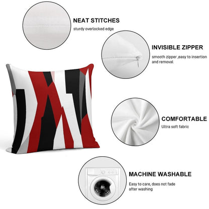 Red Black And White Abstract Soft Skin-Friendly Throw Pillow