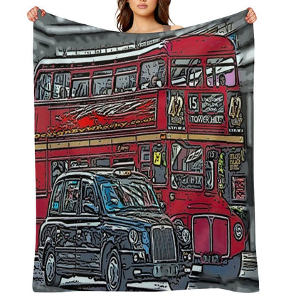 London Bus And Cab Throw Blanket
