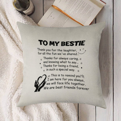 To My Bestie Thank You for The Laughter Linen Throw Pillow Cover