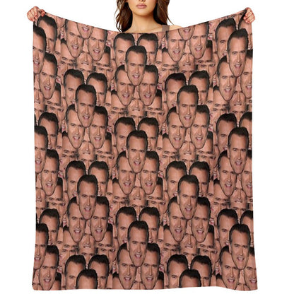 Bruce Campbell Evil Dead Head Shot Throw Blanket