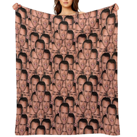Bruce Campbell Evil Dead Head Shot Throw Blanket
