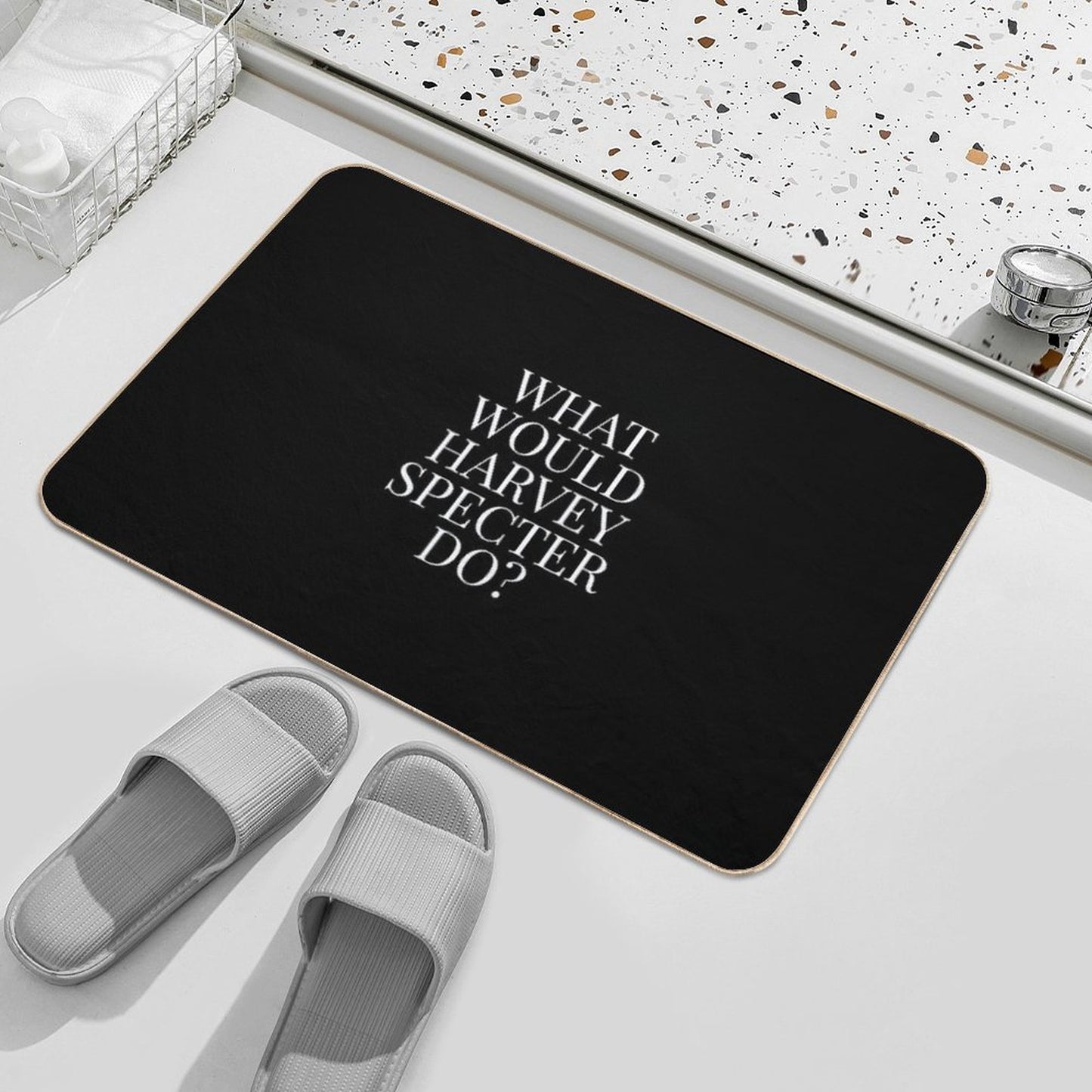 What Would Harvey Specter Do V2 (Black) Bath Mat