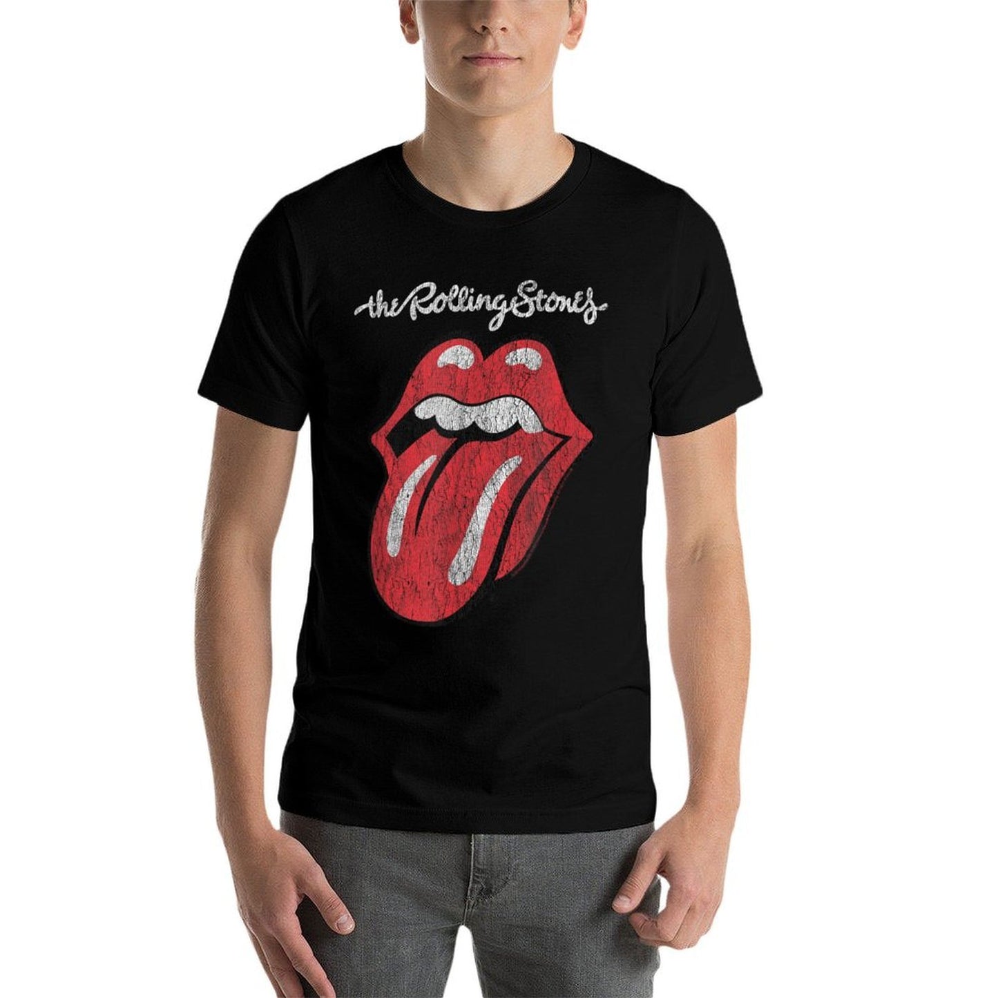 Rolling Stones Official Script Tongue  Heathered Texture T-Shirt