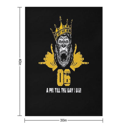 Mens Alpha 1906 Gorilla Hand Sign Phi Alpha Crown Throw Blanket