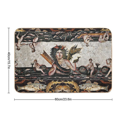 THALASSA SEA GODDESS WITH SNAKE DRAGON ,DOLPHINS,FISHES,NAUTICAL ,OCEAN - SEA LIFE MOSAICS Bath Mat