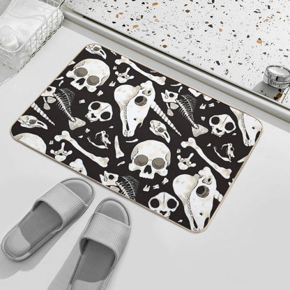 Black Skulls And Bones - Wunderkammer Durable Bath Mat