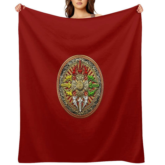 Tibetan Double Dorje Mandala - Double Vajra Throw Blanket