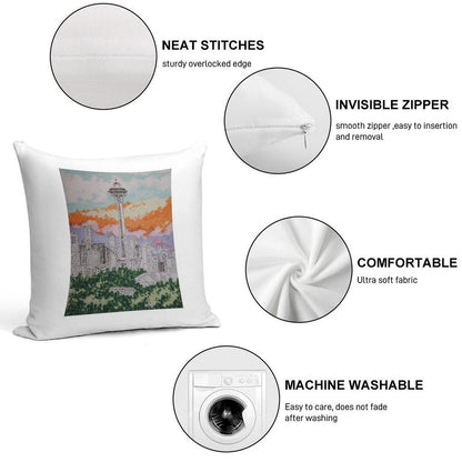 Seattle Soft Hidden Zipper Throw Pillow