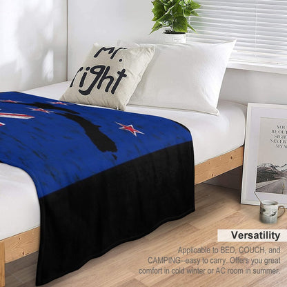 New Zealand Flag Silhouette Throw Blanket