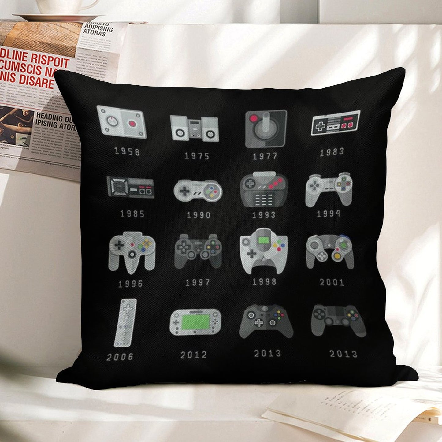 Geek Gaming Controllers Linen Throw Pillow Cover