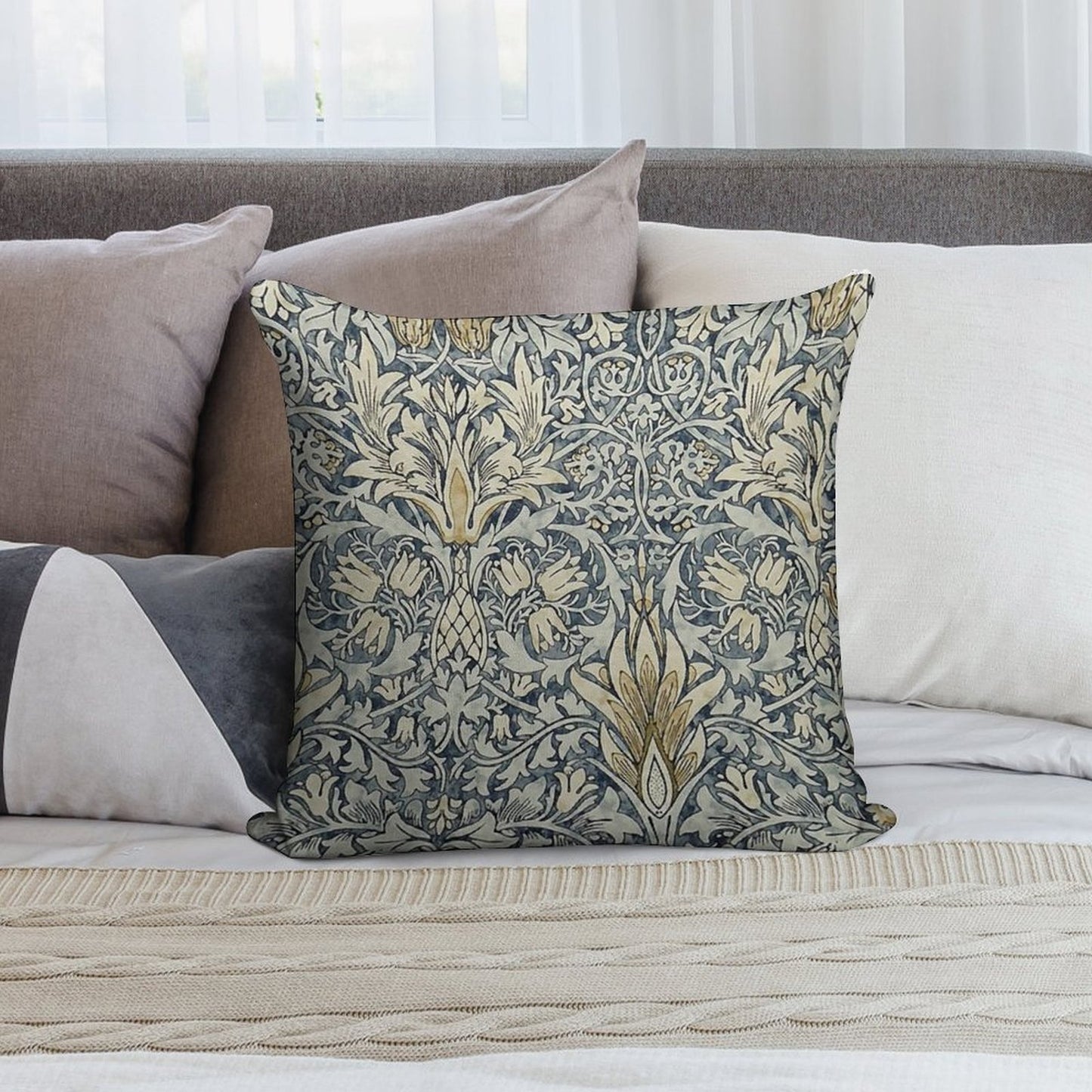 William Morris Snakeshead Pattern Soft Hidden Zipper Throw Pillow