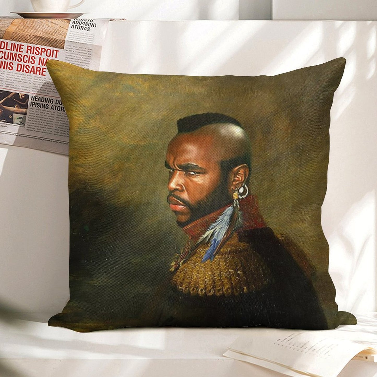 Mr. T - Replaceface Linen Throw Pillow Cover