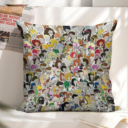 103 Faces of Roger The Alien Linen Throw Pillow Cover