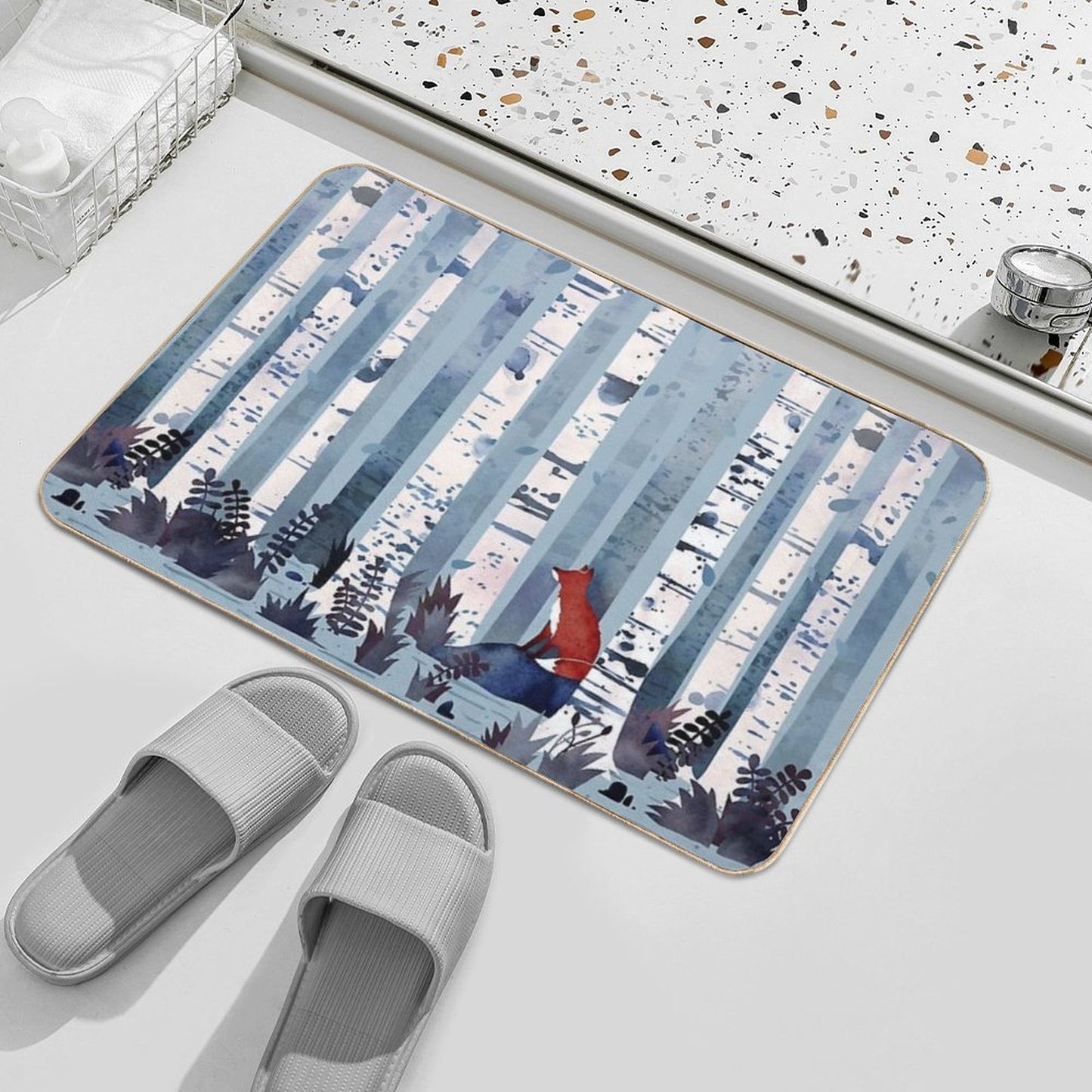The Birches (in Blue) Bath Mat