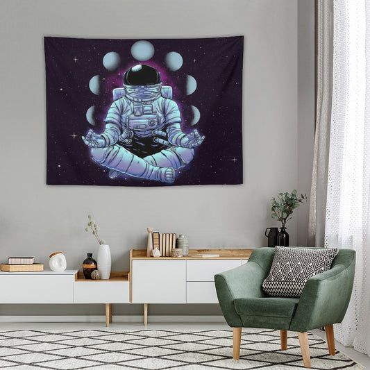 Astronaut Meditation Moon Phases Tapestry