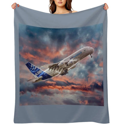 Airbus A380 - Sunset Throw Blanket
