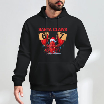 Santa Claws Funny Christmas Lobster Brainrot in 67 Meme Crew Machine Washable Hoodie