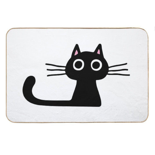Cutie Kitty Cat Wide Eyed Black Kitten Bath Mat