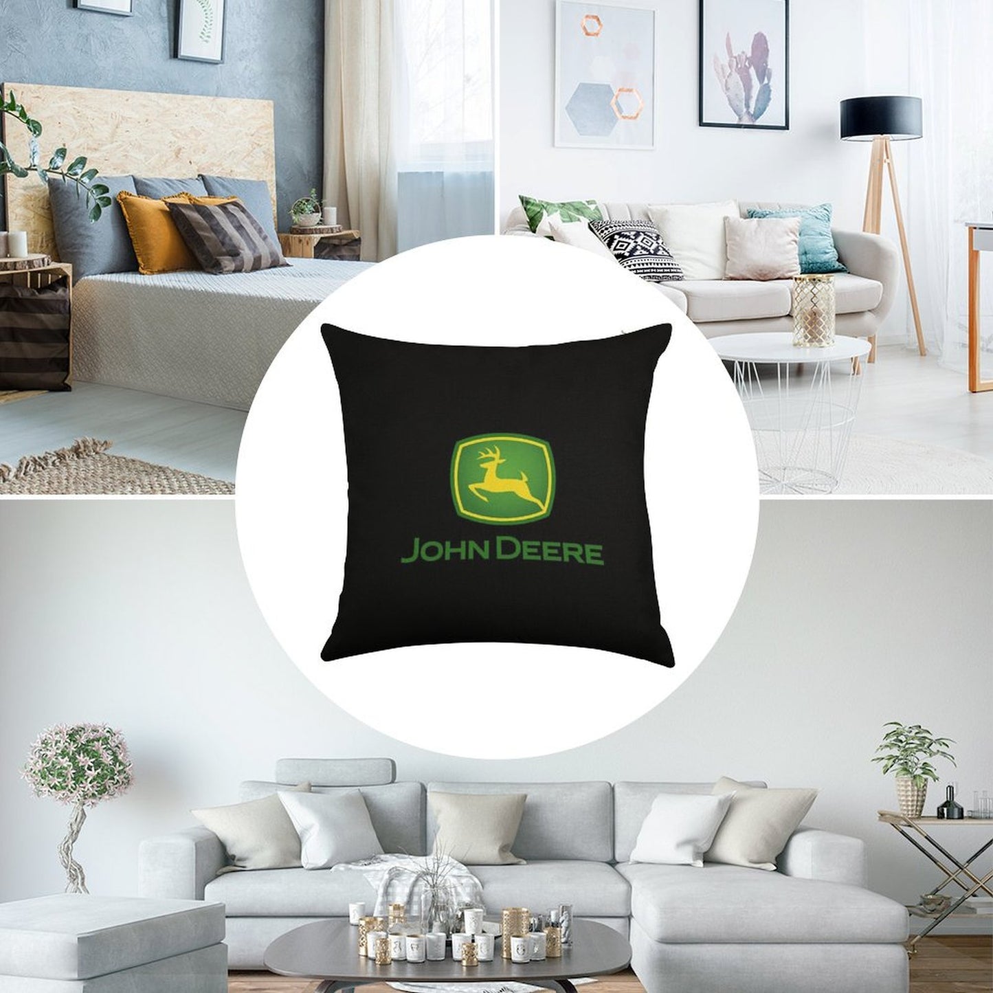 Rich with John Deere Linen Throw Pillow Cover