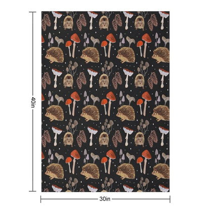 Hedgehogs And Mushrooms Throw Blanket