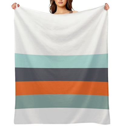 Low Stripe White & Blue Color Block Pattern Throw Blanket