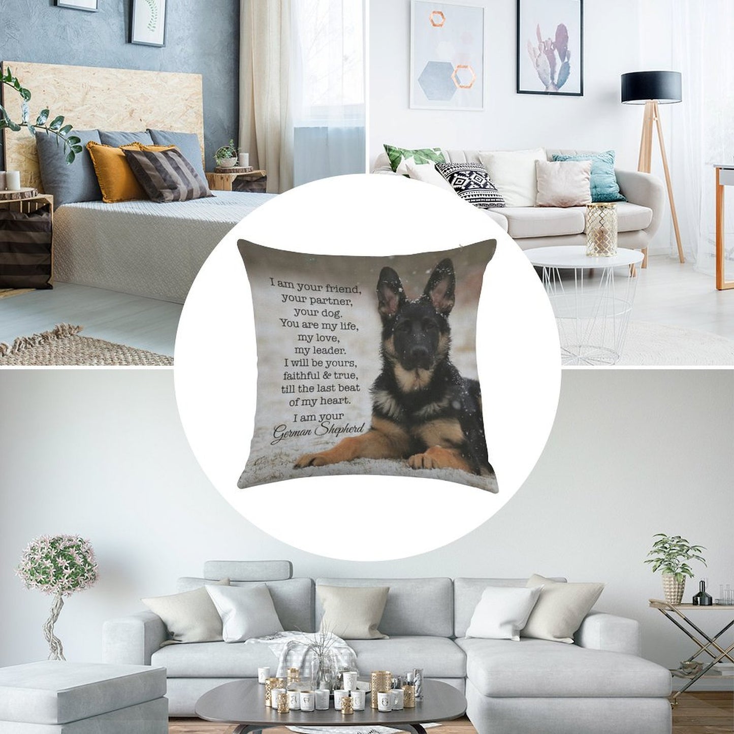 I Am Your German Shepherd Linen Throw Pillow Cover