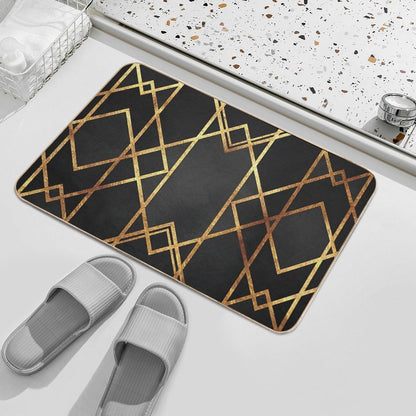 Black Gold Geometric Bath Mat