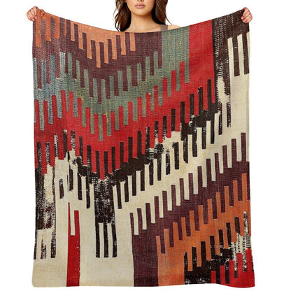 Afyon Central Anatolian Kilim Fragment Print Throw Blanket