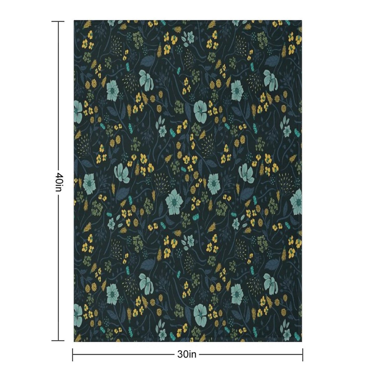 Turquoise, Yellow, Green & Dark Blue Floral Pattern Throw Blanket