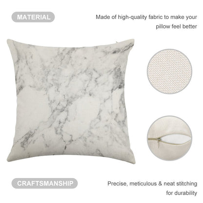 White Marble Print Linen Throw Pillow Cover
