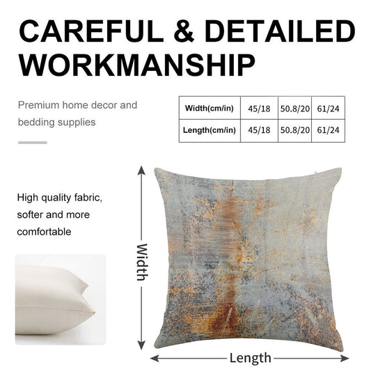 Burn Blue Rust Linen Throw Pillow Cover