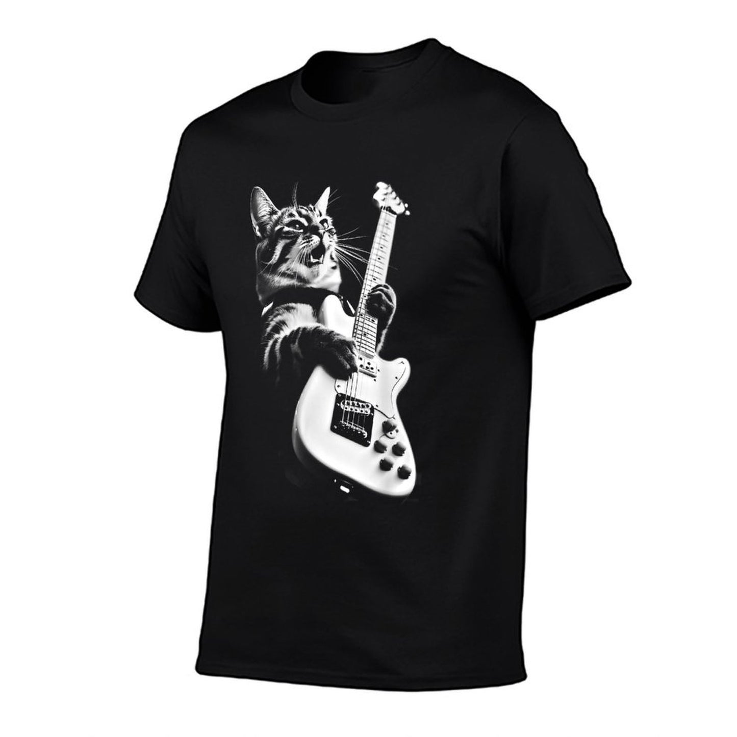 Unknown Designer Rock Cat Playing Guitar - Funny Guitar Cat  Tagless Design T-Shirt