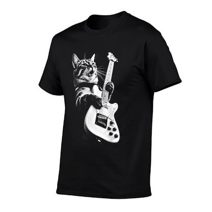 Unknown Designer Rock Cat Playing Guitar - Funny Guitar Cat  Tagless Design T-Shirt