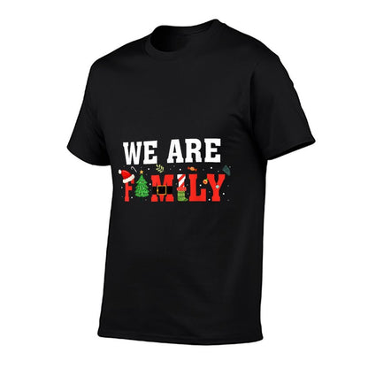 We Are Family Christmas Tree  Ribbed Collar T-Shirt