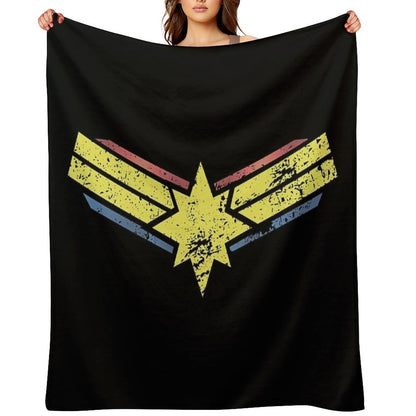 Gold, Red And Blue Star - Grunge - Distressed Throw Blanket