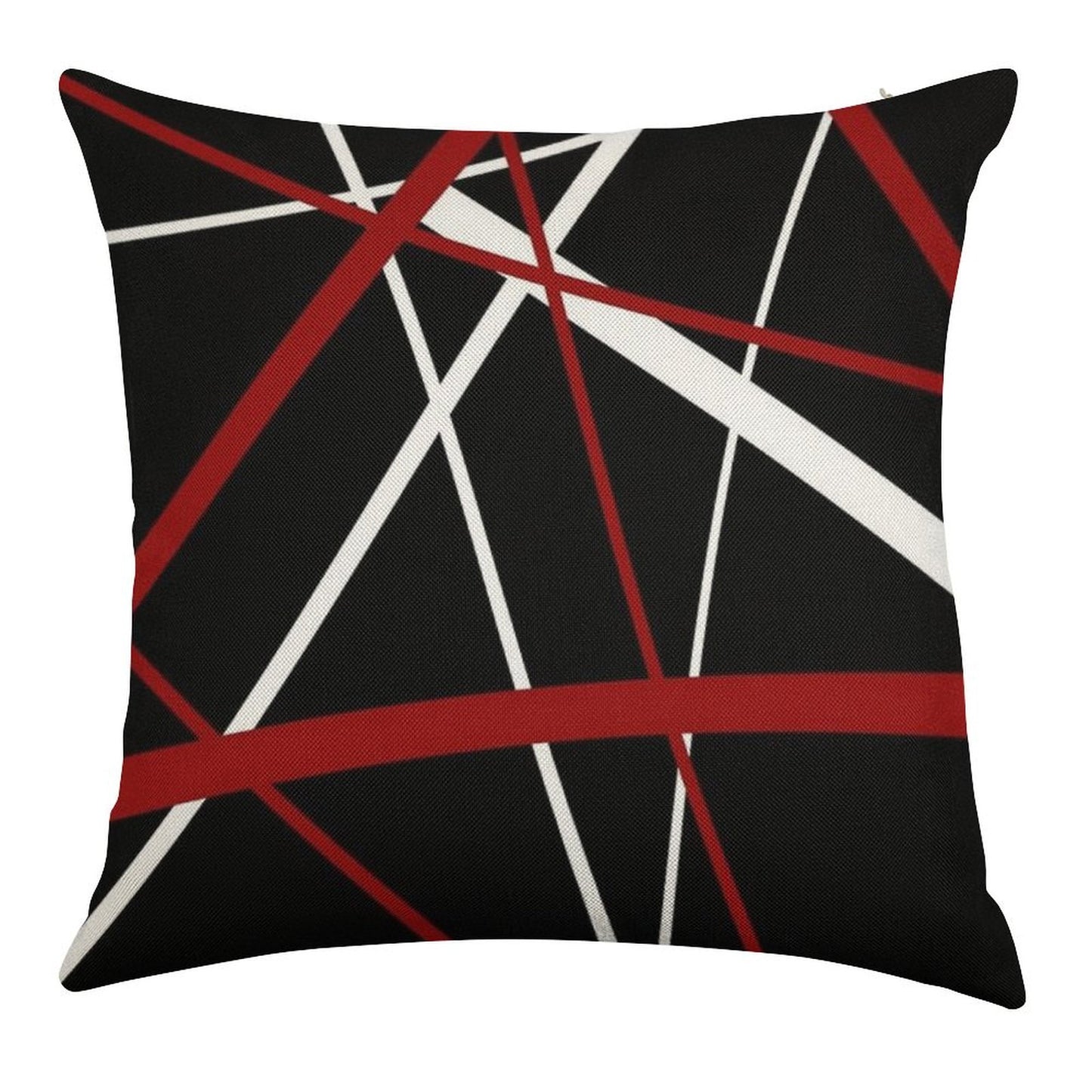 Red And White Strips Against A Black Background Linen Throw Pillow Cover
