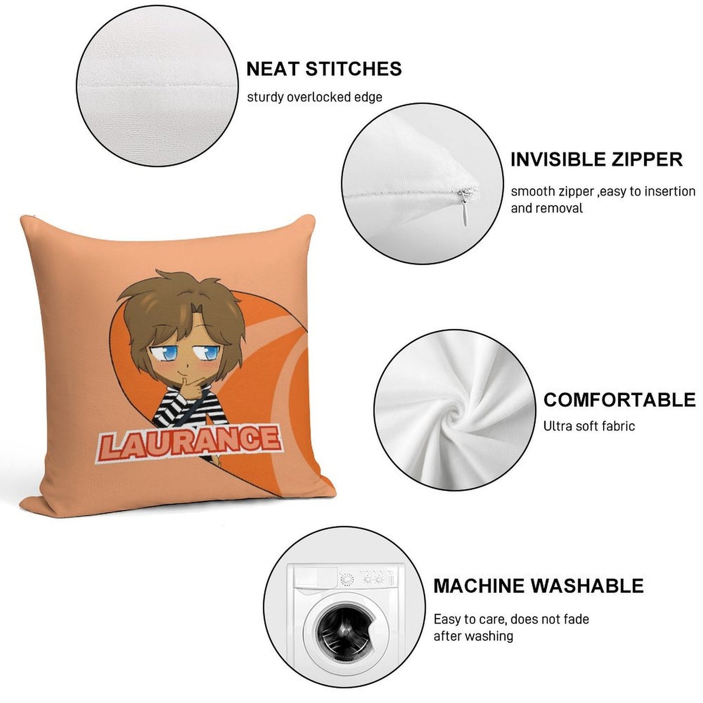 Laurance Zvhal Pillow (blue Eyes Edition) Soft Durable Construction Throw Pillow