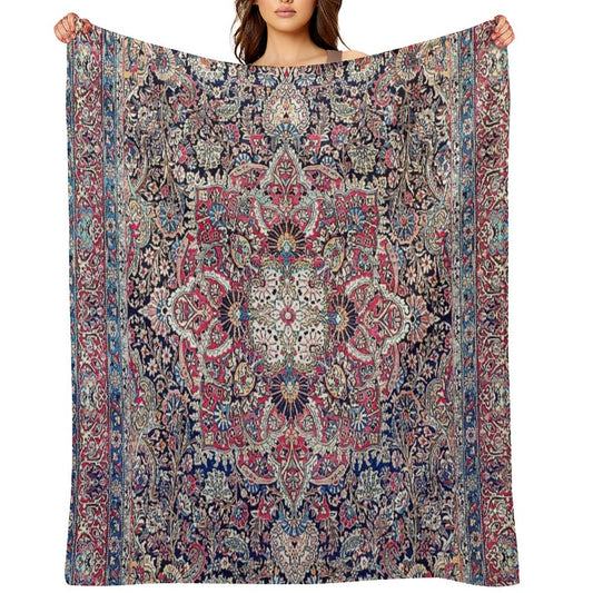 Kashan Central Persian Rug Print Throw Blanket