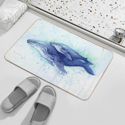 Humpback Whale Mom And Baby Painting Bath Mat
