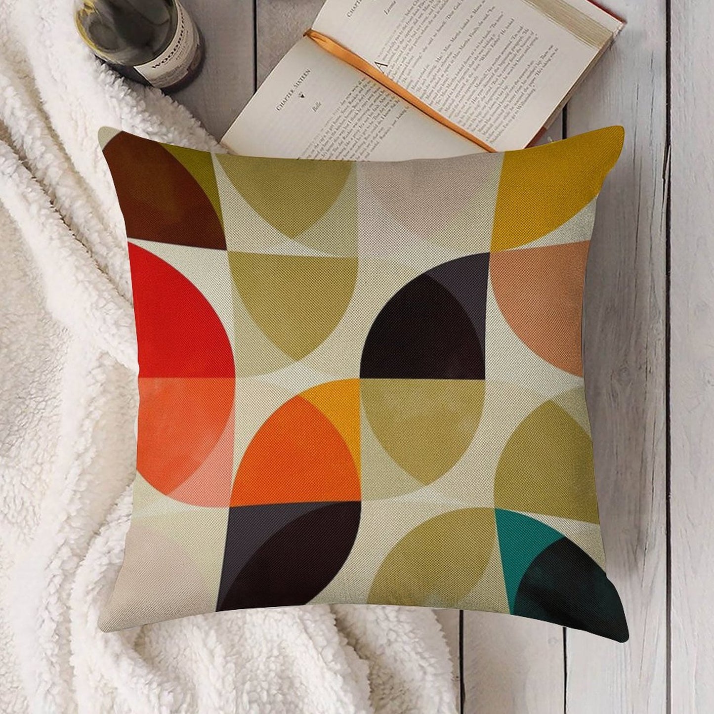 Mid Century 4 Linen Throw Pillow Cover