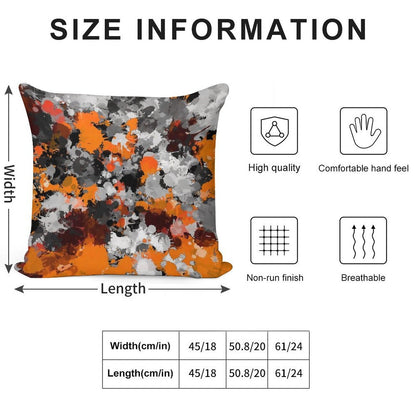 Orange And Grey Paint Splatter Soft Style Accent Throw Pillow