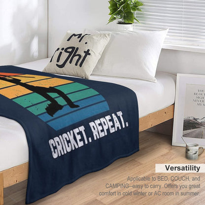 Eat Sleep Cricket Repeat Sunset White Text Throw Blanket