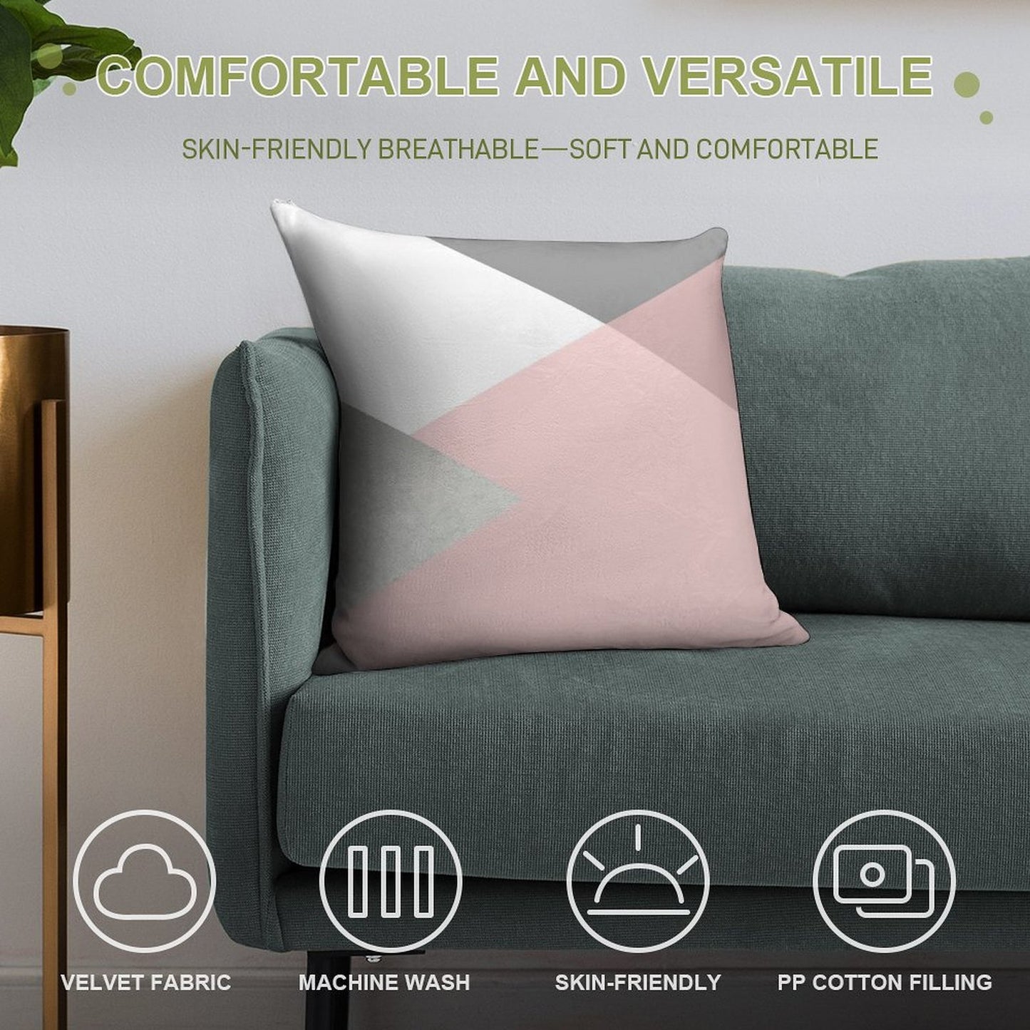 Geometrics - Grey Blush Silver Soft Gift Ready Throw Pillow